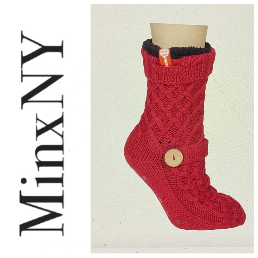 MINX NY ROSE AND ARGAN OIL INFUSED SLIPPER SOCKS NWT OSFM